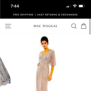 MOTHER OF THE BRIDE - SEQUINED V NECK CAPE SLEEVE COLUMN GOWN vintage rose